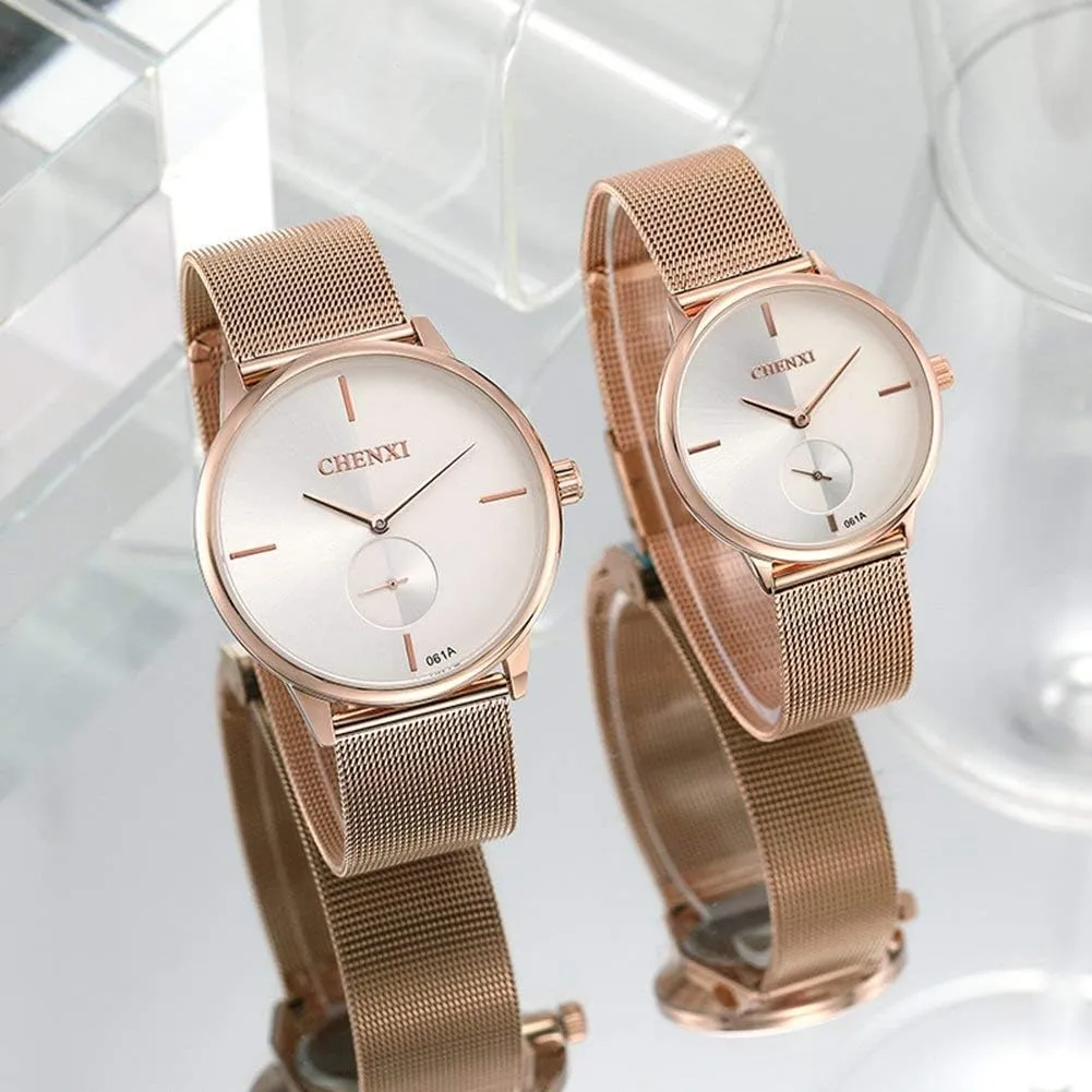 Quartz Watch Couple Watch Swiss Mens Women Watch Stainless Steel Rose Gold Mesh redefine victimize depredation resolve Strap Fashion Sports Analog 