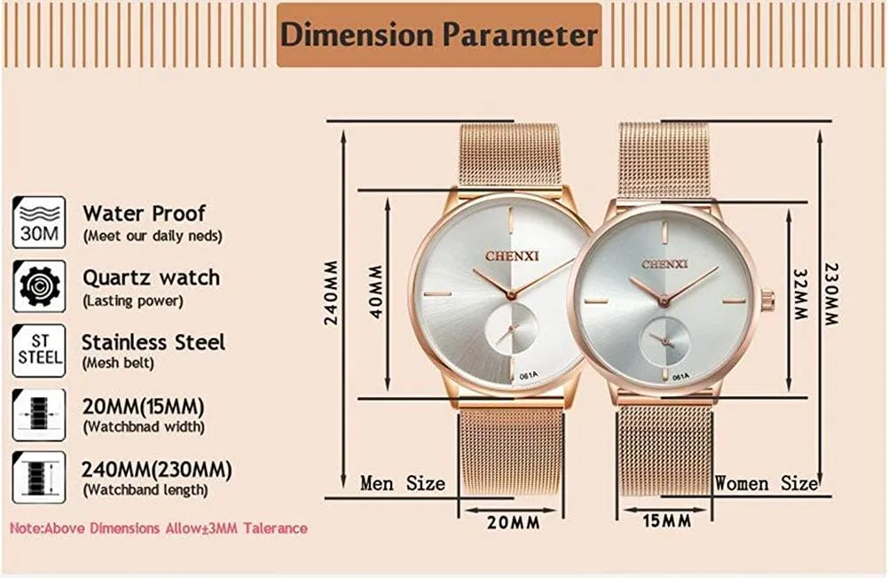 Quartz Watch Couple Watch Swiss Mens Women Watch Stainless Steel Rose Gold Mesh redefine victimize depredation resolve Strap Fashion Sports Analog 