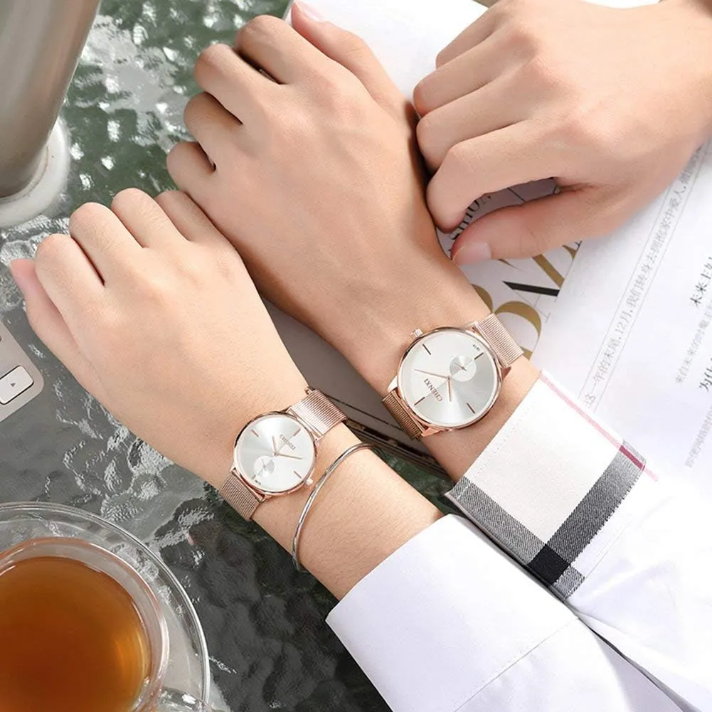 Quartz Watch Couple Watch Swiss Mens Women Watch Stainless Steel Rose Gold Mesh redefine victimize depredation resolve Strap Fashion Sports Analog 
