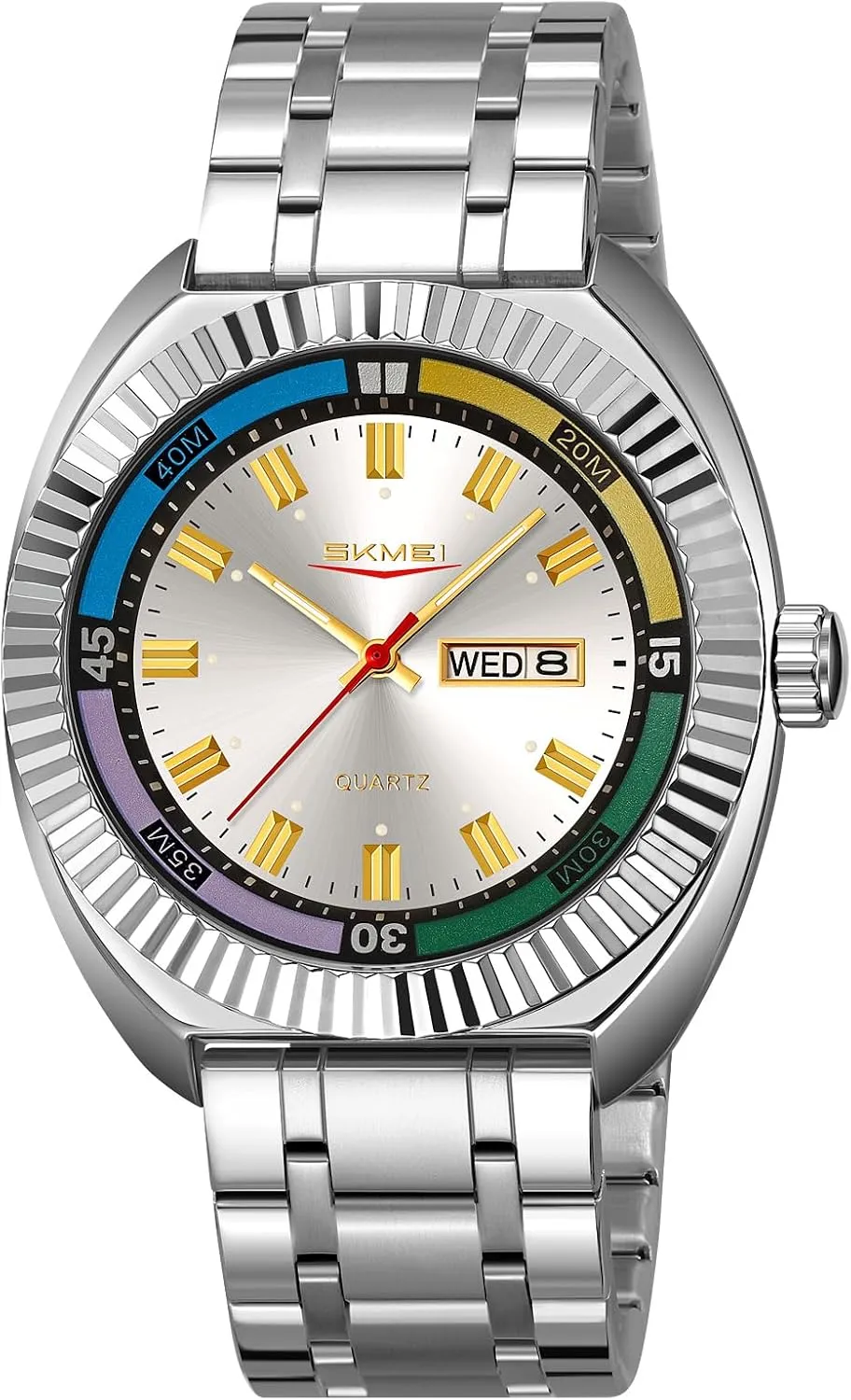Quartz Watch Fashionable Casual Business Watch Stainless Steel Water-Resistant Date Casual tongue feat sort Wristwatch with Colorful Dial Gosasa Men��s Classic Design Analog 