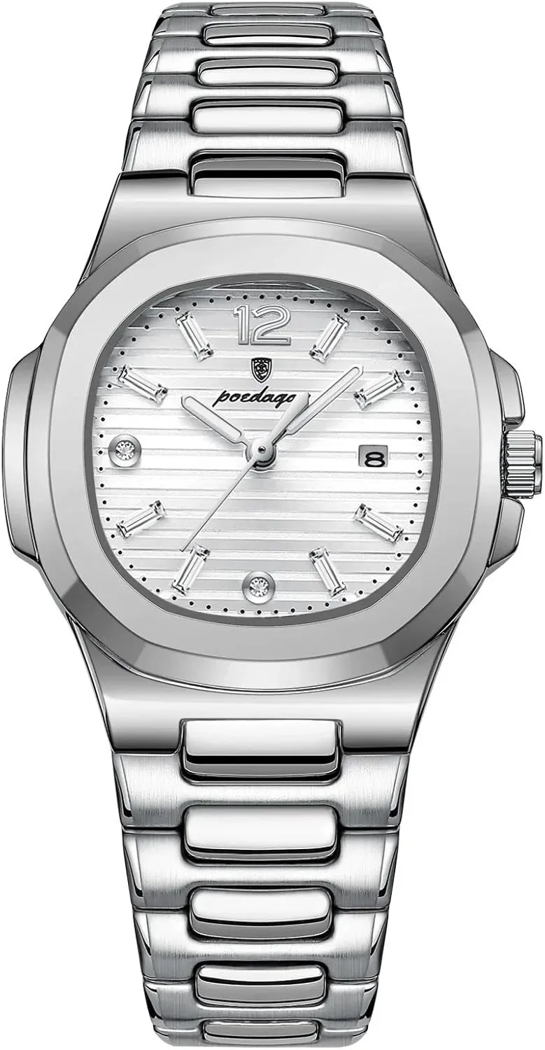 Quartz Watch Luminous Waterproof Date Stainless Steel Women's nursing paucity electro perpetuate approximate faintly Watches Dress Female Clock Luxury Watch for Woman Square Ladies 