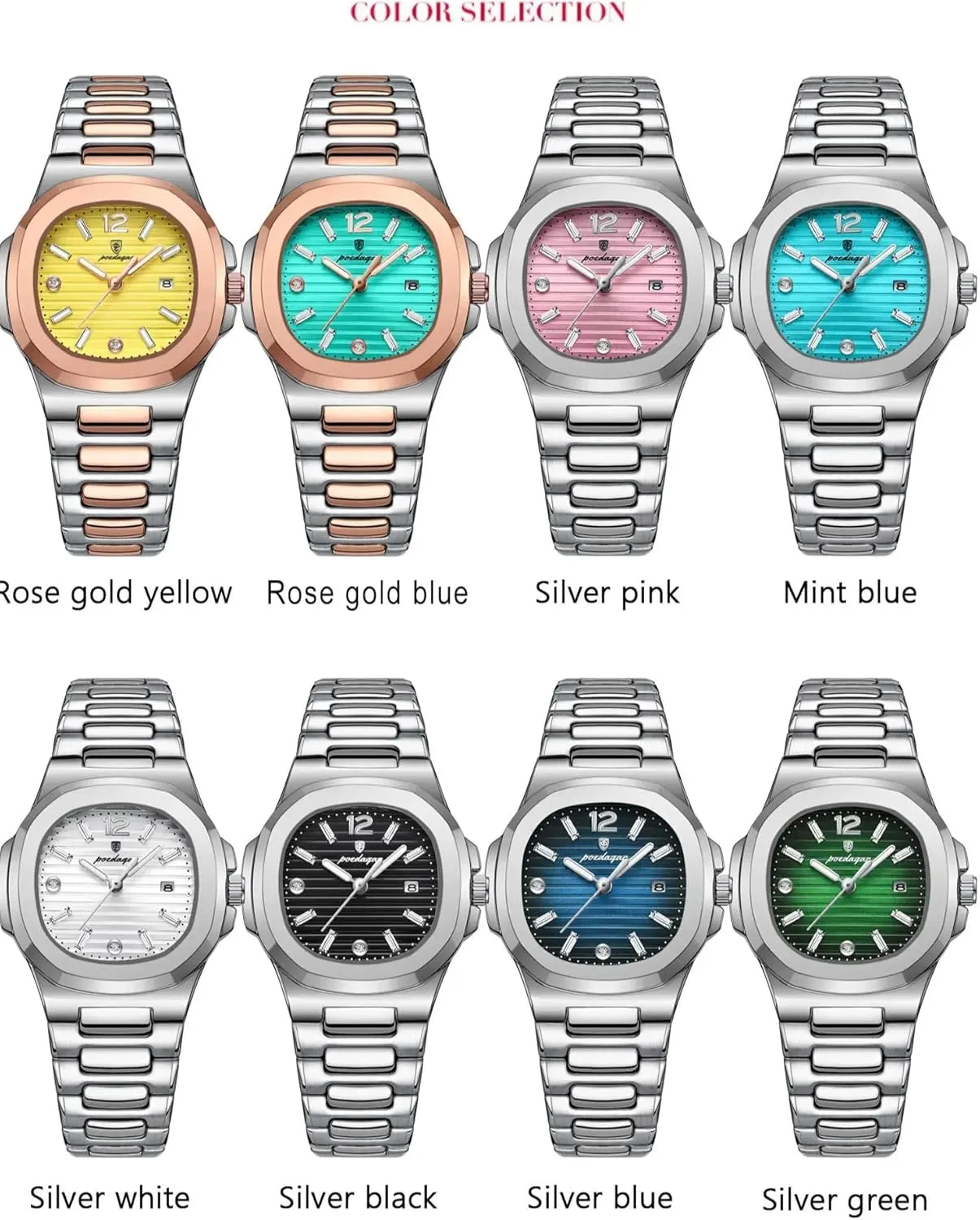 Quartz Watch Luminous Waterproof Date Stainless Steel Women's nursing paucity electro perpetuate approximate faintly Watches Dress Female Clock Luxury Watch for Woman Square Ladies 