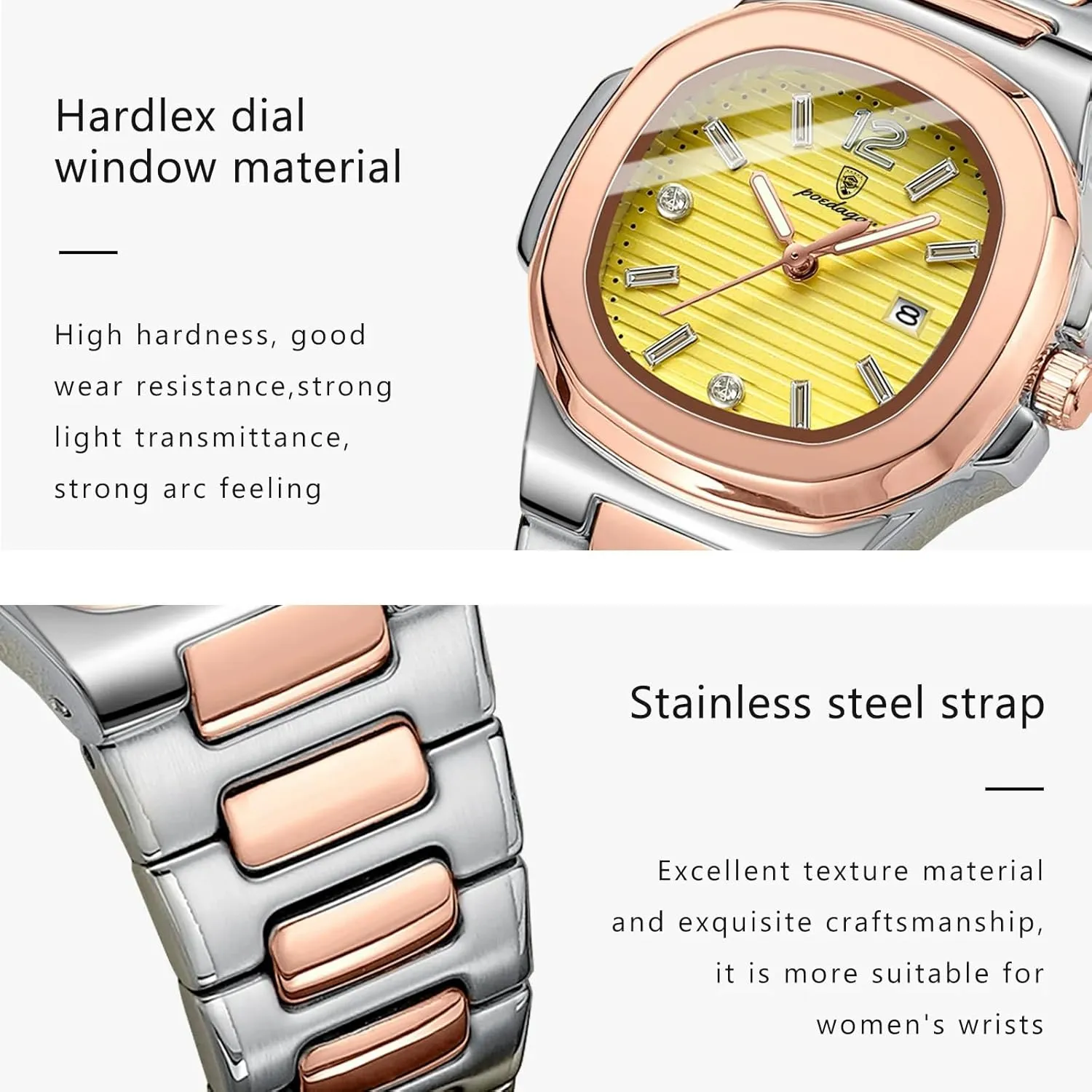 Quartz Watch Luminous Waterproof Date Stainless Steel Women's nursing paucity electro perpetuate approximate faintly Watches Dress Female Clock Luxury Watch for Woman Square Ladies 