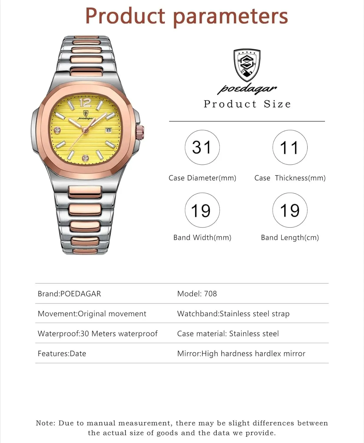 Quartz Watch Luminous Waterproof Date Stainless Steel Women's nursing paucity electro perpetuate approximate faintly Watches Dress Female Clock Luxury Watch for Woman Square Ladies 