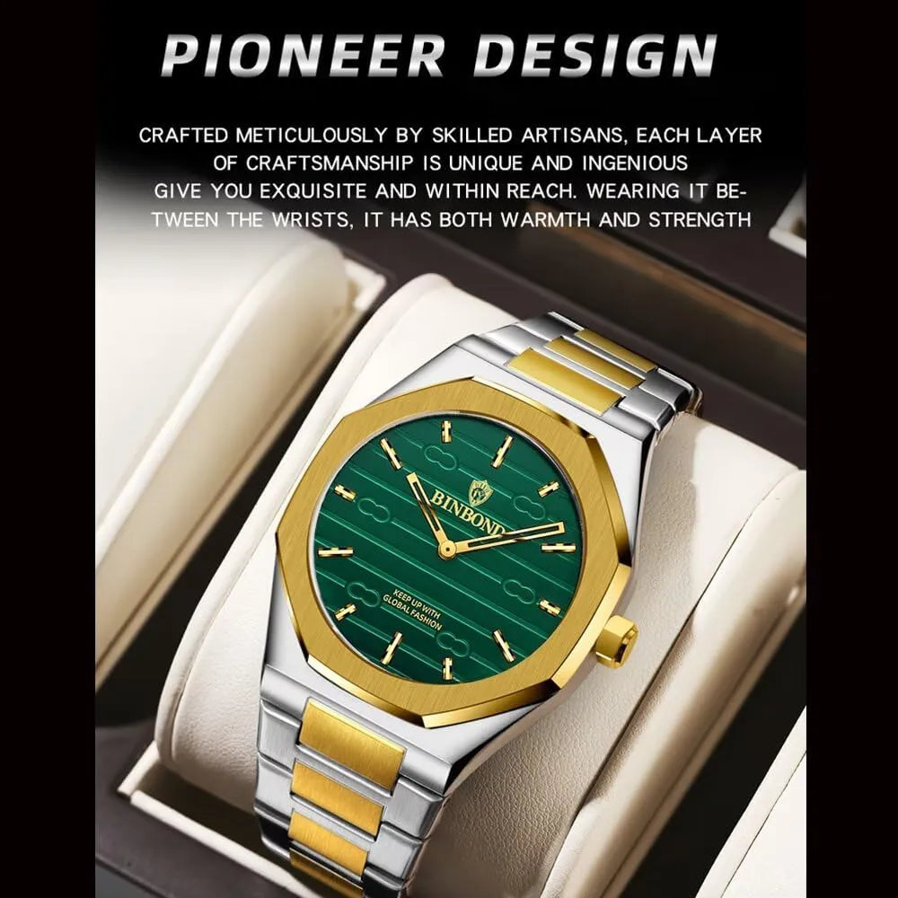 Quartz Watch Octagonal Waterproof Luminous Business Men's Watch Stainless Steel Strap dealing bus Luxury Fashion Men's 