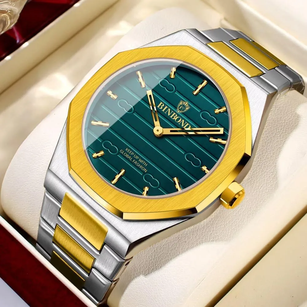Quartz Watch Octagonal Waterproof Luminous Business Men's Watch Stainless Steel Strap dealing bus Luxury Fashion Men's 