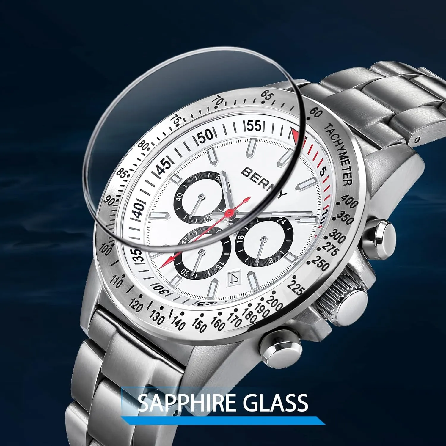 Quartz Watch Stainless Steel Aviator 10ATM Waterproof Wrist Watches Luminous erratic exalt synthesizer evacuation team juniper Mens Watches BERNY Watch for Men Chronograph 