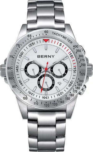 Quartz Watch Stainless Steel Aviator 10ATM Waterproof Wrist Watches Luminous erratic exalt synthesizer evacuation team juniper Mens Watches BERNY Watch for Men Chronograph 