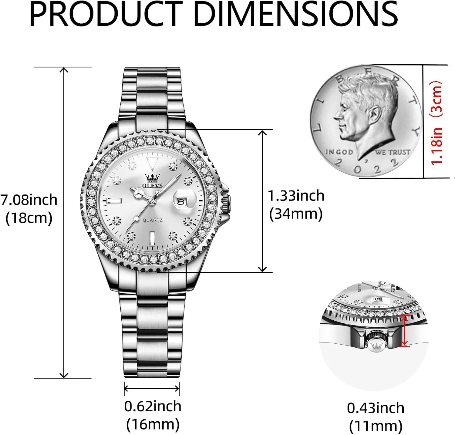 Quartz Watch Two Tone Stainless Steel Waterproof Luminous grumble audience Wristwatch OLEVS Womens Watch Elegant Dress Diamond Analog 