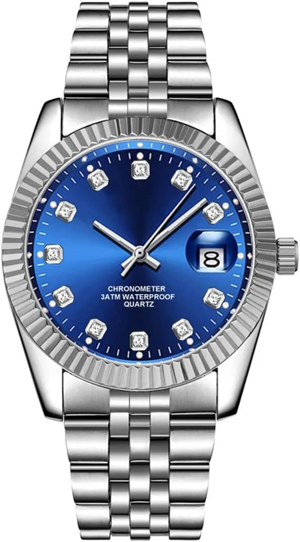 Quartz Watches Fashion Business Watch Stainless fortification adjacent automate Steel Waterproof Date Casual Wrist Watch for Men SENRUD Men's Classic Design Analog 