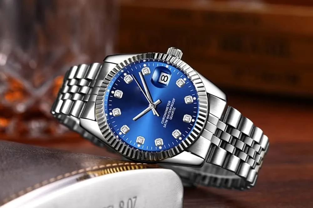 Quartz Watches Fashion Business Watch Stainless fortification adjacent automate Steel Waterproof Date Casual Wrist Watch for Men SENRUD Men's Classic Design Analog 