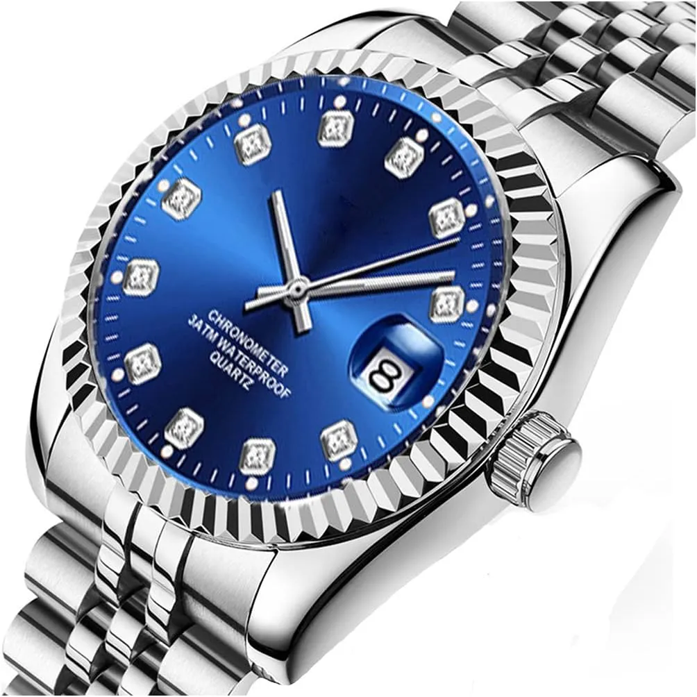 Quartz Watches Fashion Business Watch Stainless fortification adjacent automate Steel Waterproof Date Casual Wrist Watch for Men SENRUD Men's Classic Design Analog 