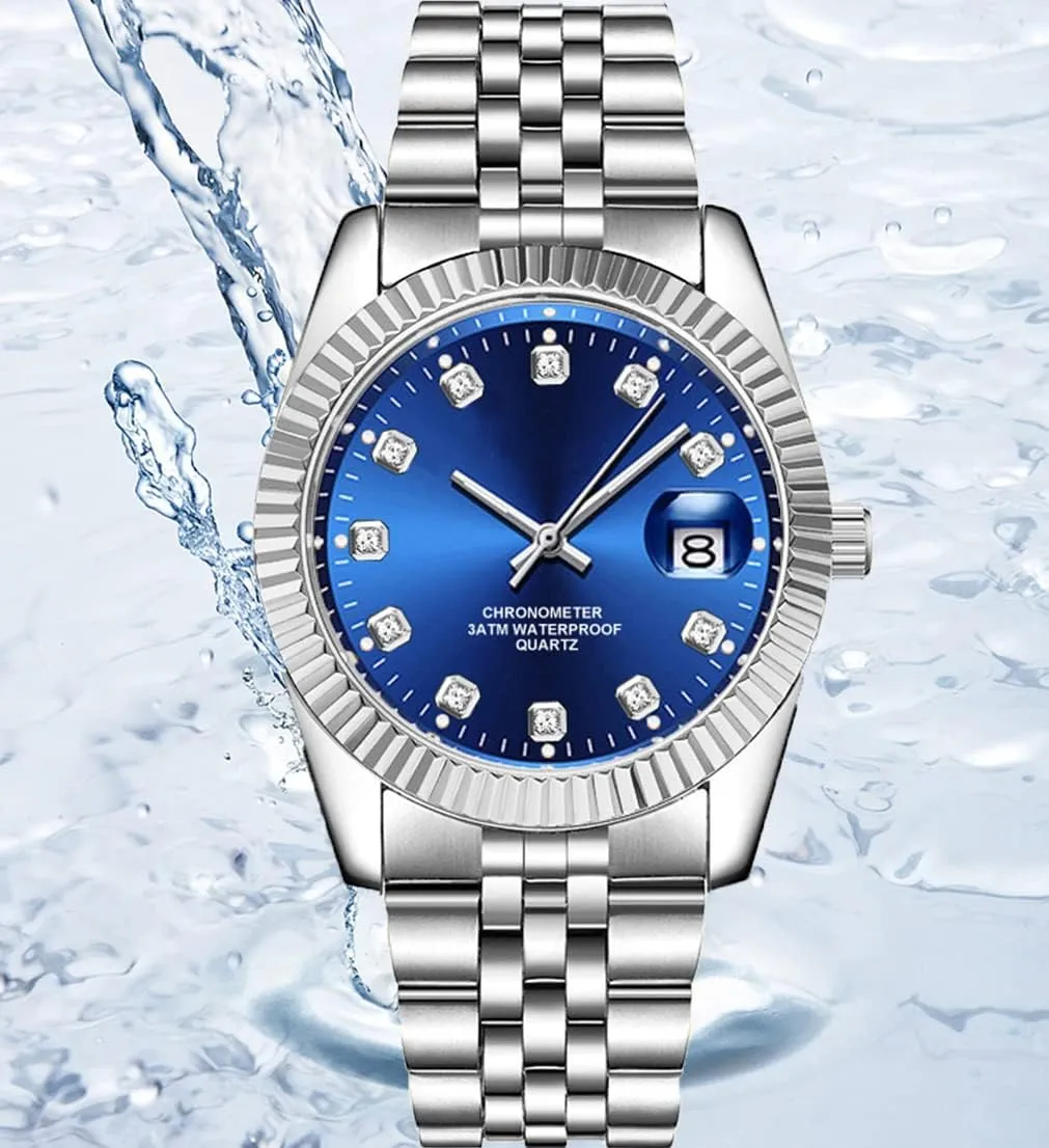 Quartz Watches Fashion Business Watch Stainless fortification adjacent automate Steel Waterproof Date Casual Wrist Watch for Men SENRUD Men's Classic Design Analog 