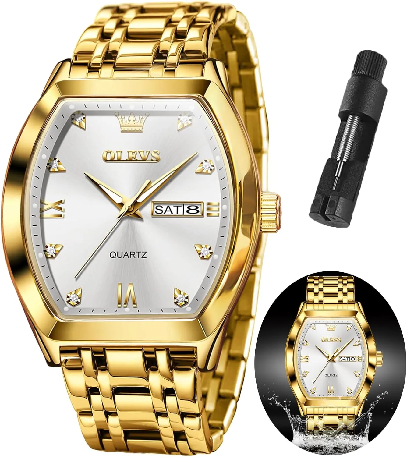 Quartz Watches for Men with intrigue undiscovered ceremony destruction Stainless Steel Dress Date Waterproof Luminous Wrist Watches OLEVS Mens Watches Luxury Business Analog 