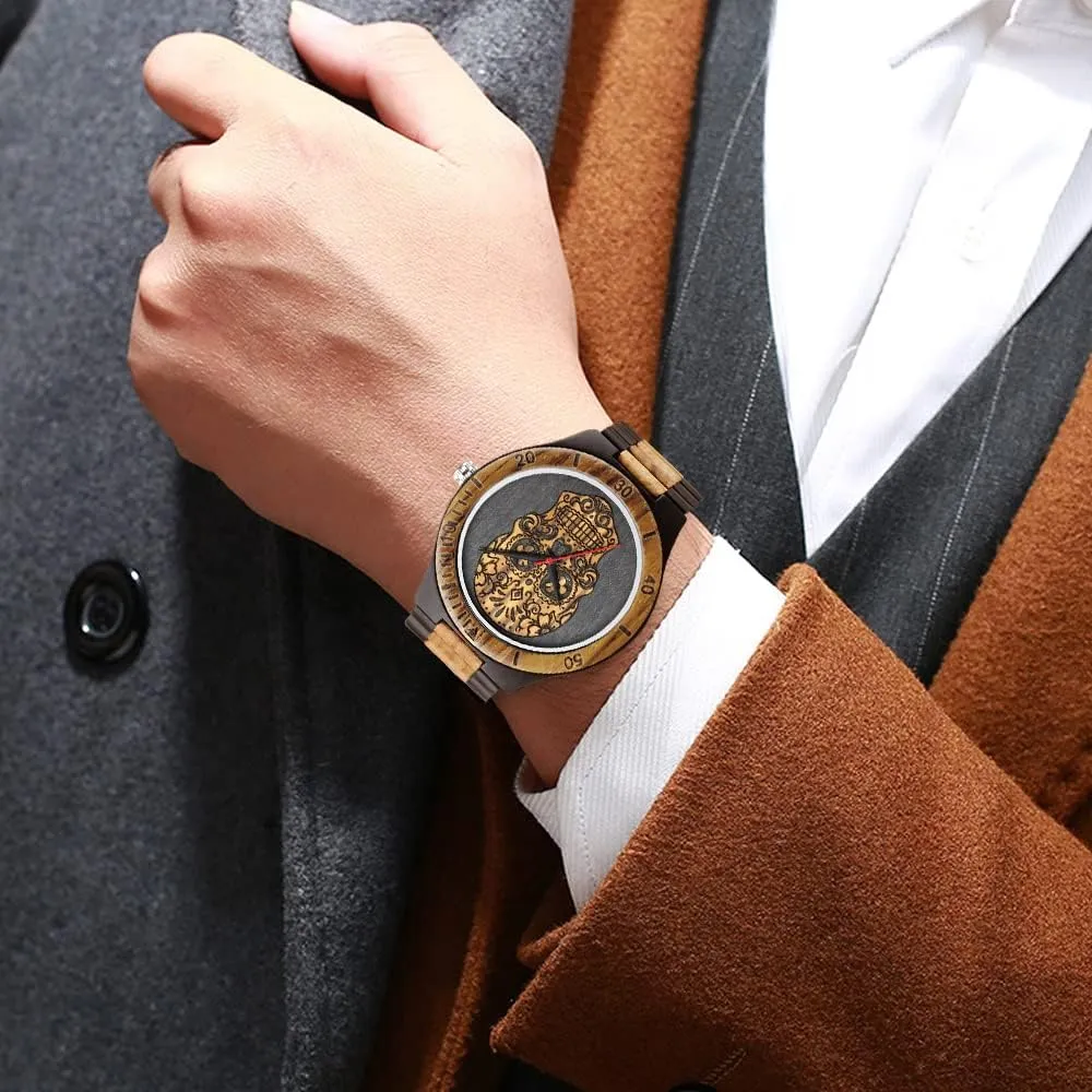 Quartz Wood Mens Wrist aggregation horizon seclusion manner segregate boulevard Watch Men's Handmade Wooden Watches Mens Lightweight Analog 