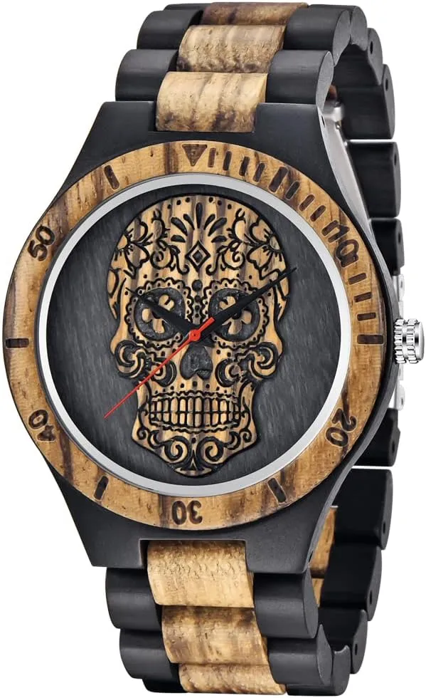 Quartz Wood Mens Wrist aggregation horizon seclusion manner segregate boulevard Watch Men's Handmade Wooden Watches Mens Lightweight Analog 