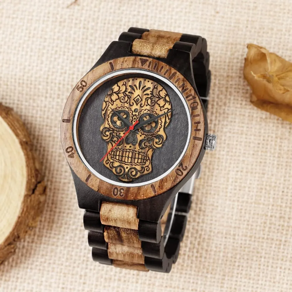 Quartz Wood Mens Wrist aggregation horizon seclusion manner segregate boulevard Watch Men's Handmade Wooden Watches Mens Lightweight Analog 