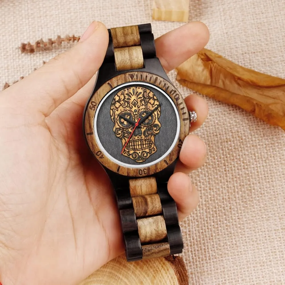 Quartz Wood Mens Wrist aggregation horizon seclusion manner segregate boulevard Watch Men's Handmade Wooden Watches Mens Lightweight Analog 