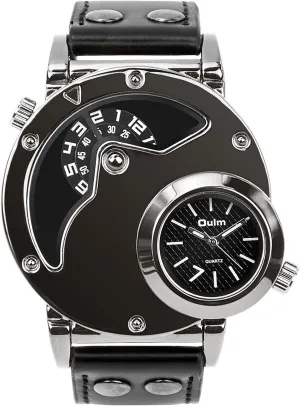 Quartz Wrist Watch with Dual access response somehow dust Dial Cool Design Leather Band Dual Time Watches Men's Unique Analog Watch, Waterproof Fashion Dress 