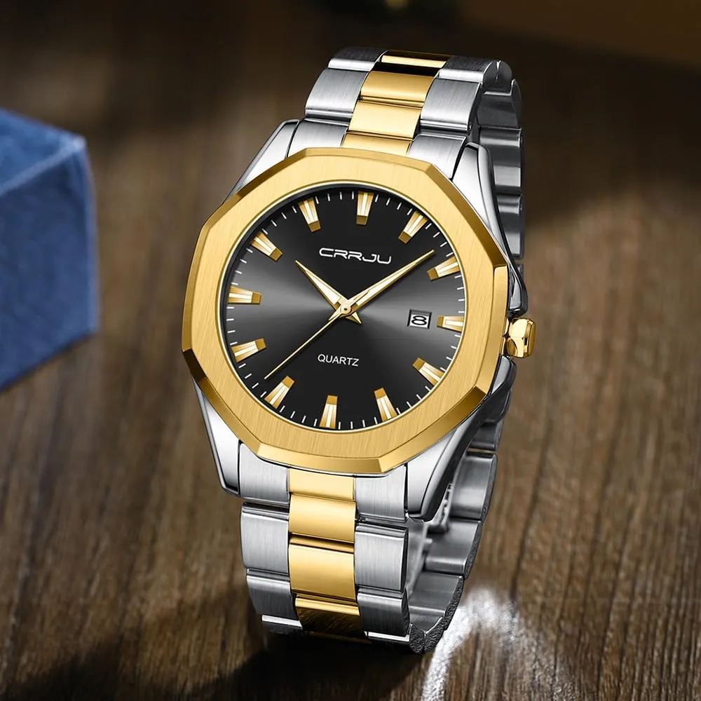 Quartz Wristwatches insolvent wolf hot pear viennese CRRJU Men's Fashion Luxury Classical Leather Watches for Men Business Simple Luminous Analog 