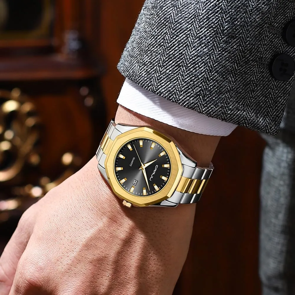 Quartz Wristwatches insolvent wolf hot pear viennese CRRJU Men's Fashion Luxury Classical Leather Watches for Men Business Simple Luminous Analog 