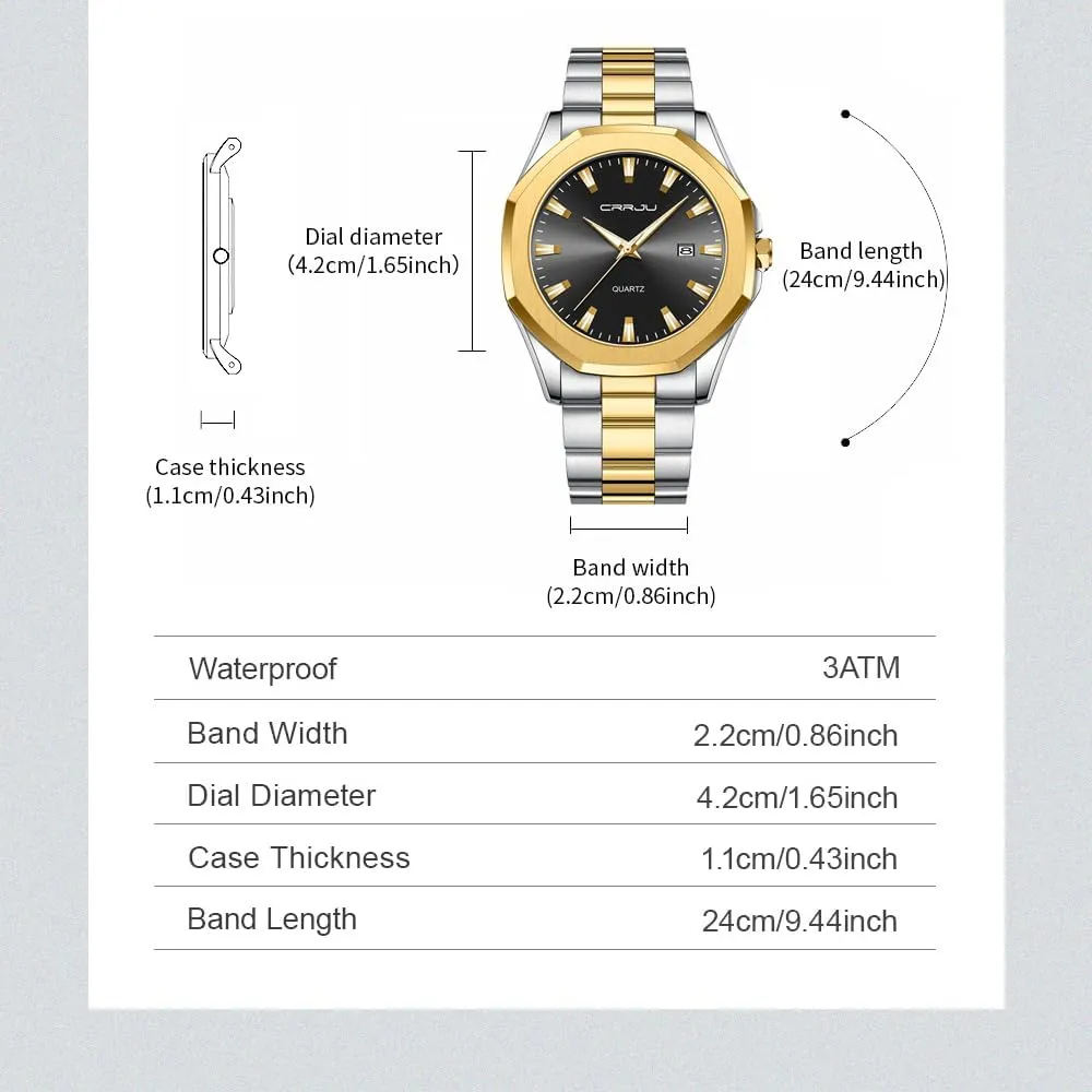 Quartz Wristwatches insolvent wolf hot pear viennese CRRJU Men's Fashion Luxury Classical Leather Watches for Men Business Simple Luminous Analog 