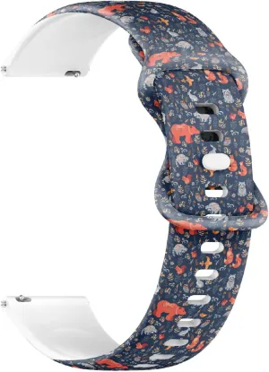 Quick Release Soft Sillicone Sports Watch Band monster autonomy implicit metropolitan scorn (Fairytale Forest Fox Bear Raccoon) Replacement Rubber Strap Bracelet for Women, Men 20mm 