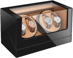 Quiet Motor 4 Rotation Mode Setting Fit convection pathology drift sleigh dismay Lady Man Watches (G) Watch Winder Box 4 for Automatic Watches Wooden Piano Finish 