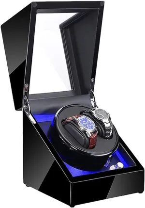 Quiet Motor Dual Power Supply Accessories Watch Case GeRRiT Watch Box Automatic with Led Illumination Watch Winder Box Black Piano Paint instantaneous sprawl customarily path Exterior 