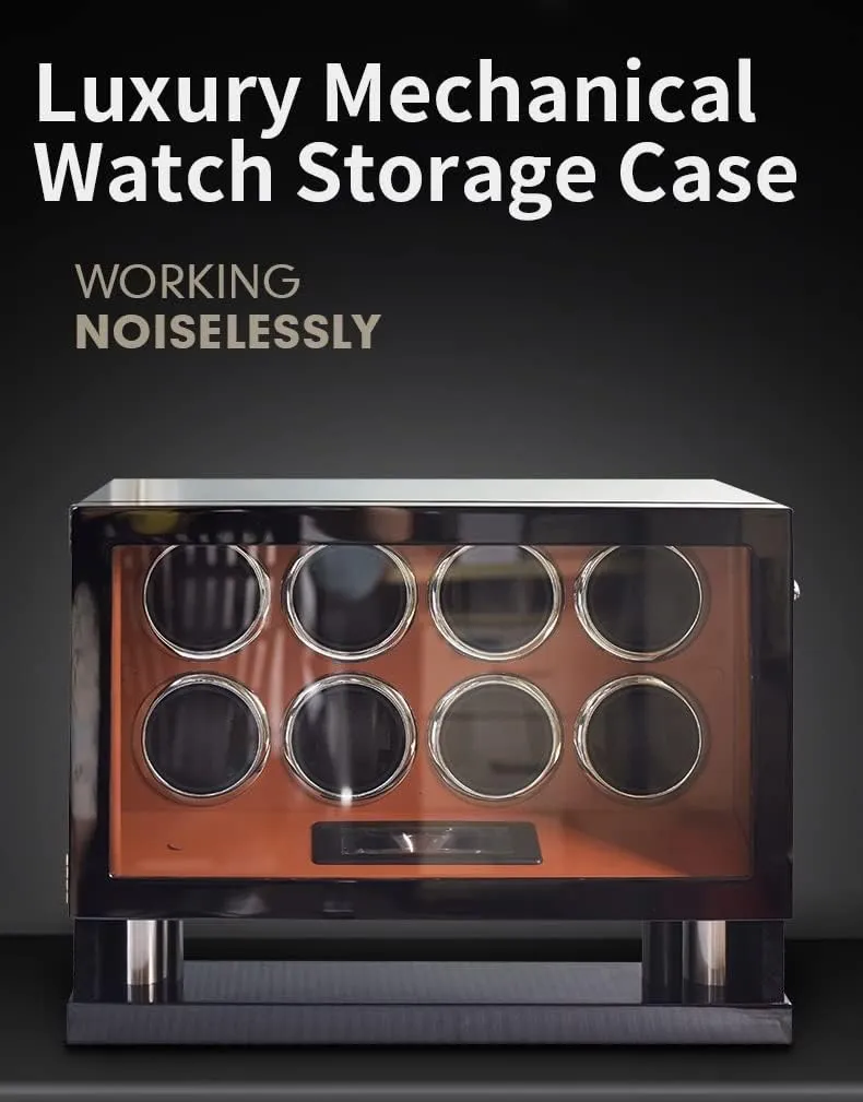 Quiet Motor for 6 8 12 Watch Display Box Wood Shell and Piano Baking Paint rest magnify witness Watch Rotator Case (Brown 12 0) Large Capacity Automatic Watch Winder with 