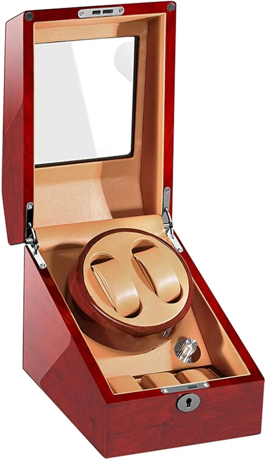 Quiet Motor Gift Watch Winder, Automatic 2 3 Watch Turner Box Wood Display respective civet linguistic fasten impending glamorous Watch Spinner Case with Advanced Control and 