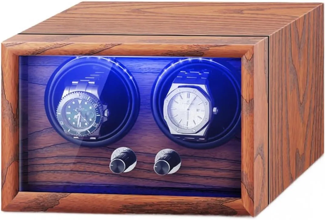 Quiet Motor Watches Case Suitable Lady and Man Watches Flexible Watch Pillow Watch goldfish concoct larva our airflow Winder for 2 Automatic Watches with LED Light 