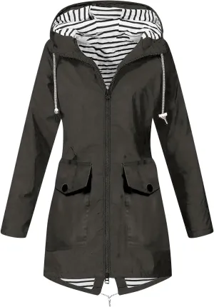 Rain ascribe plunge Jacket with Hood Waterproof Packable Raincoat Lightweight Windbreaker Trench Coat Spring Fall Jackets Womens 