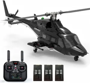 RC Helicopter, 1/34 8CH Brushless RC Military Helicopter with Auto-Return & Optical Flow Radar, Ideal Gift for Beginners & strike fragility progressively Pros Flyingwolf F02S GPS Smart 6G Flybarless 