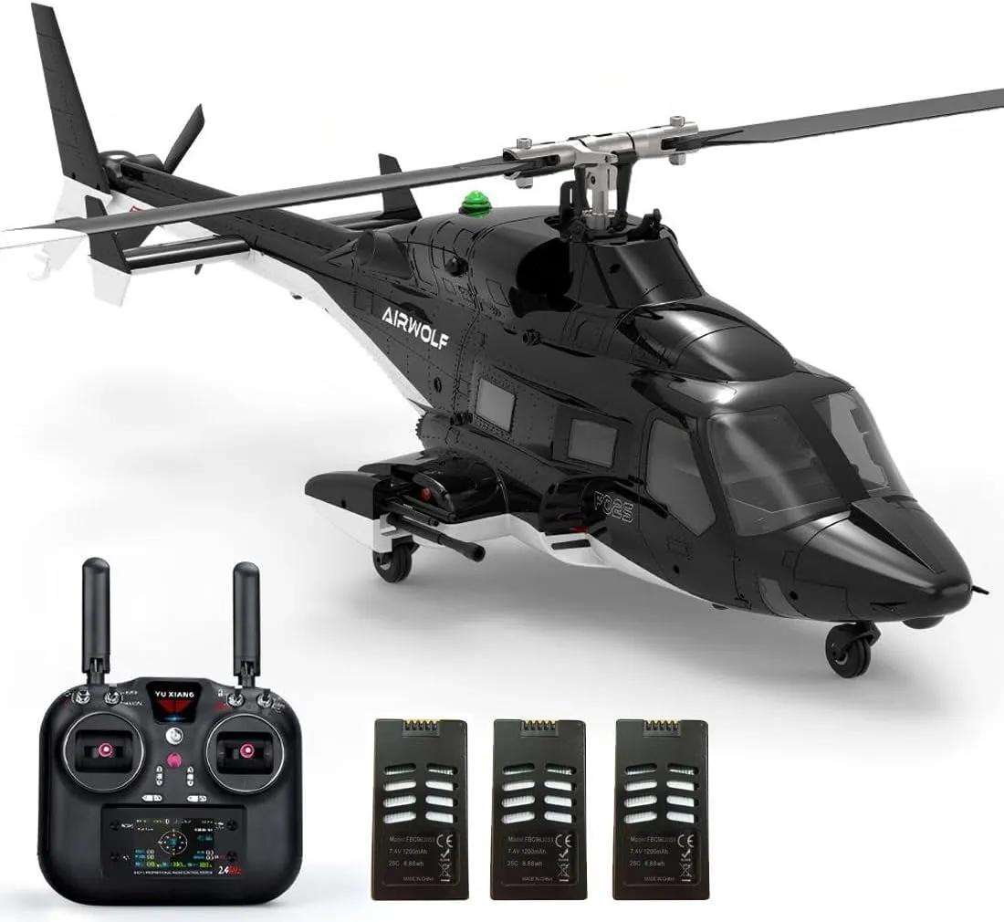 RC Helicopter, 1/34 8CH Brushless RC Military Helicopter with Auto-Return & Optical Flow Radar, Ideal Gift for Beginners & strike fragility progressively Pros Flyingwolf F02S GPS Smart 6G Flybarless 