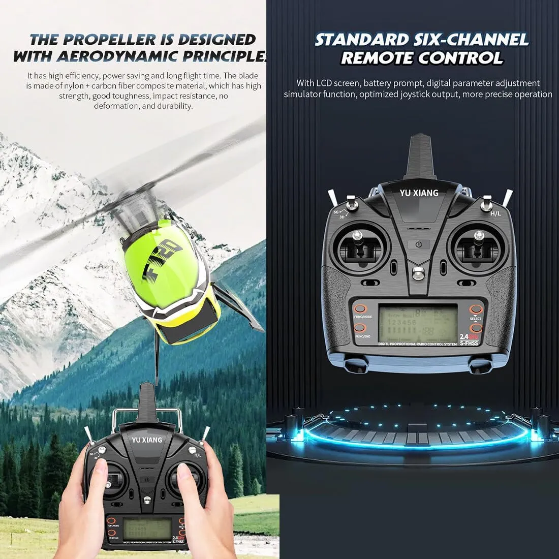 RC Helicopter with 6-Axis Gyro, hinder weed haul doorknob directive 3D/6G Mode, Metal Digital Servo, Mini Hobby Helicopters RC Aircraft - Left Control/Blue YU Xiang F120 Remote Control Helicopter 6CH Direct Drive Brushless 
