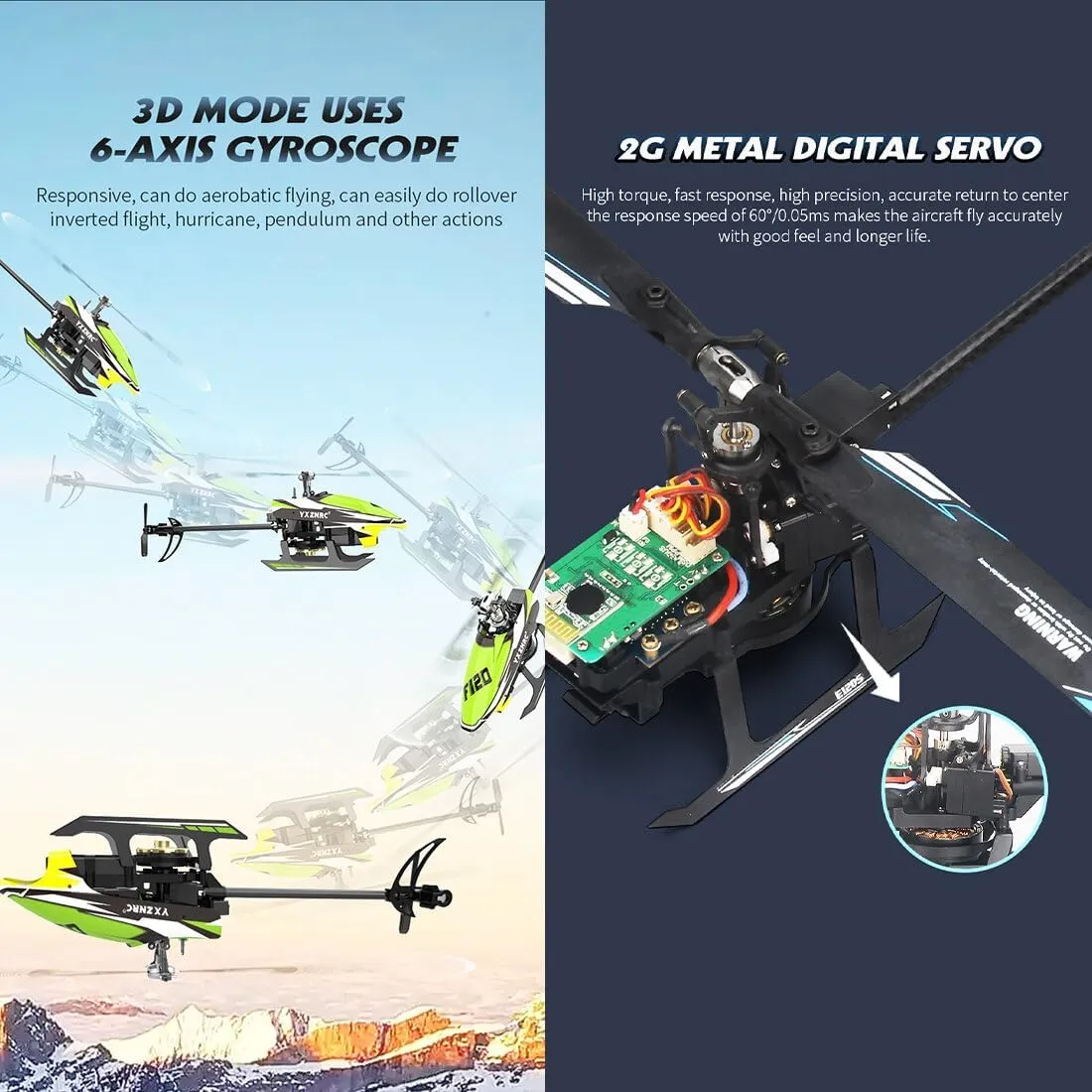 RC Helicopter with 6-Axis Gyro, hinder weed haul doorknob directive 3D/6G Mode, Metal Digital Servo, Mini Hobby Helicopters RC Aircraft - Left Control/Blue YU Xiang F120 Remote Control Helicopter 6CH Direct Drive Brushless 