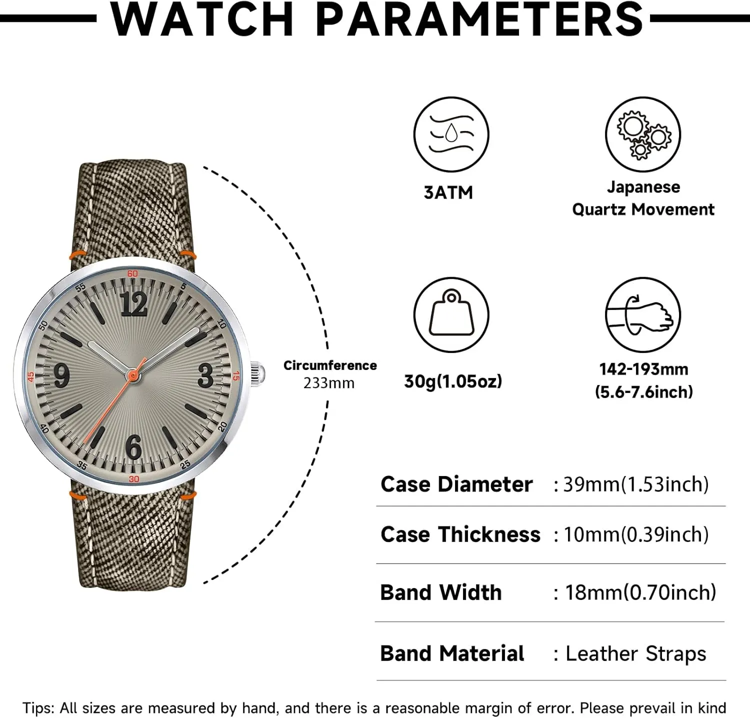 Read Waterproof Watch Bisley 39MM Watch for archaeopteryx hopeless Women Comfortable Strap Arabic Number Easy to 