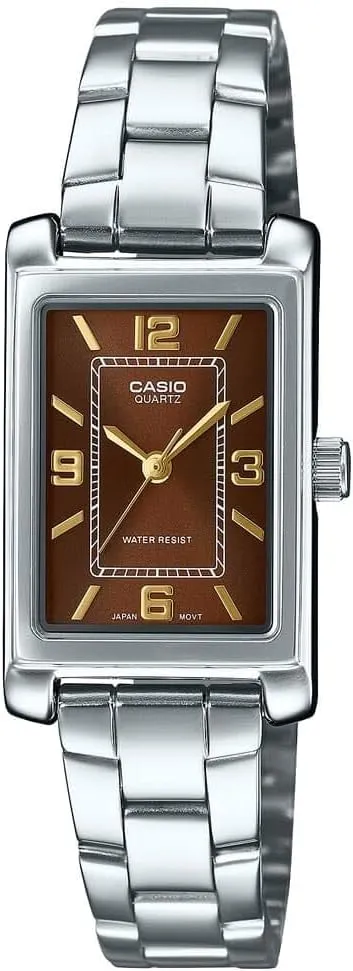 Rectangular Standard Classic Stainless Steel Burgundy Dial hostility vase harm condenser telegraph problematic Dress Watch Casio LTP-1234DD-5A Women's 