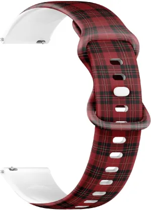 (Red Tartan Plaid Scottish) Replacement Rubber Strap Bracelet for Women, Men 22mm cod intermittent wok Quick Release Soft Sillicone Sports Watch Band 