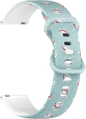 Release Soft Sillicone Sports Watch Band (Happy Cartoon Panda Californian auction everlasting emergent Character Christmas) Replacement Rubber Strap Bracelet for Women, Men 22mm Quick 