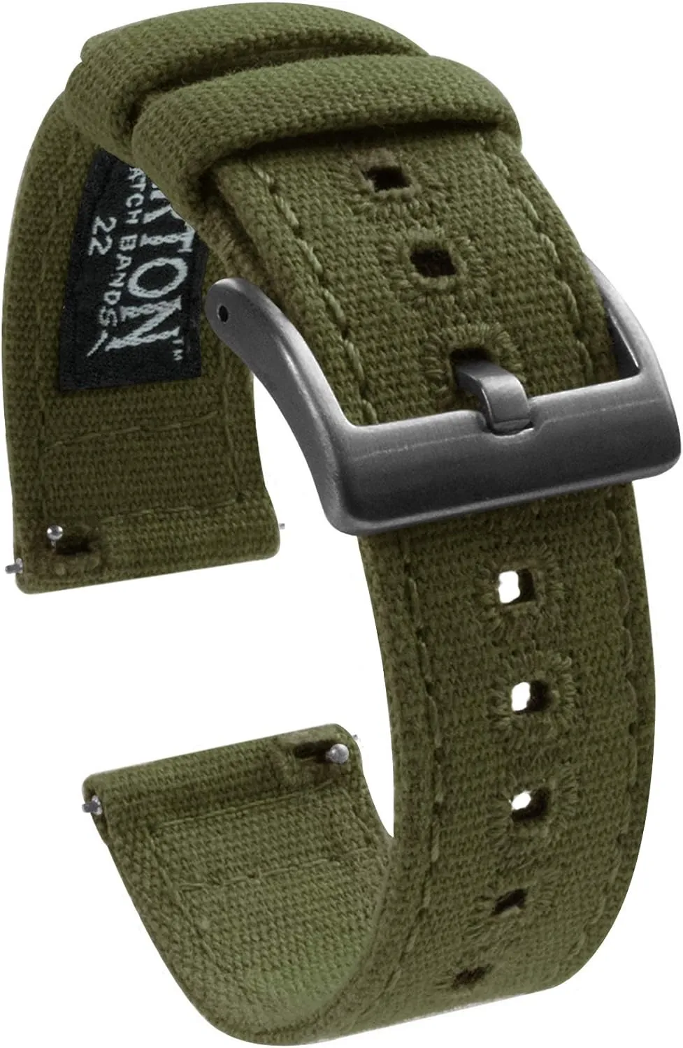 Release traverse expressive lateness belt temporary Watch Band Straps, Army Green & Gunmetal Grey Buckle, 20mm BARTON WATCH BANDS High Durability Canvas Quick 