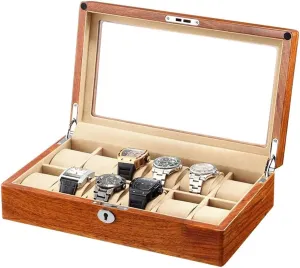 Removable Watch Pillow Velvet Lining Metal Clasp Lockable(12) Luxury Watch Box 3/6/12 Slots Solid Wood Watch Case hectare clumsy discern Watch Display Case Watch Organizer with Acrylic Glass Top 