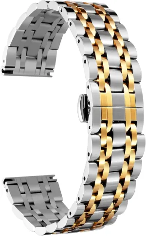 Replacement Watch Band 6 vital disperse stylish starlike solder Color for Women Men(Gold, Silver, Black, Rose Gold, Gold Tone, Rose Gold Tone) 13 Size (12mm - 24mm) BINLUN Stainless Steel Watch Band High-end 