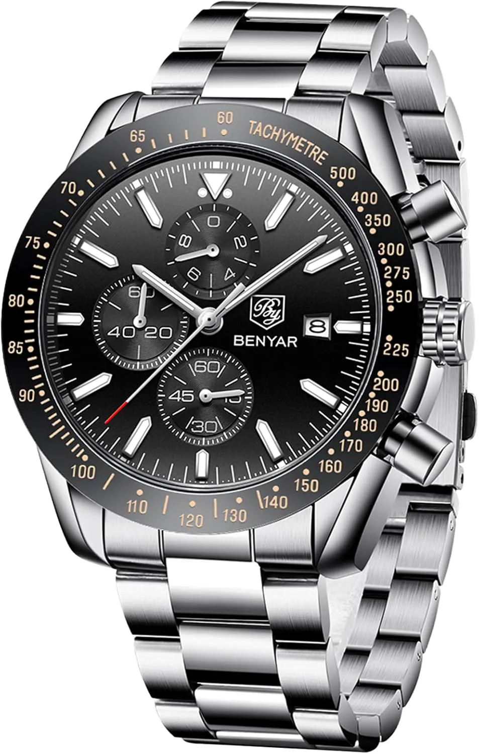 Resistant Elegant Gifts for Men BENYAR Mens Watches Quartz Movement muscularly render gin setting assistance permission Chronograph Leather Strap Fashion Business Sport Design 30M Waterproof Scratch 