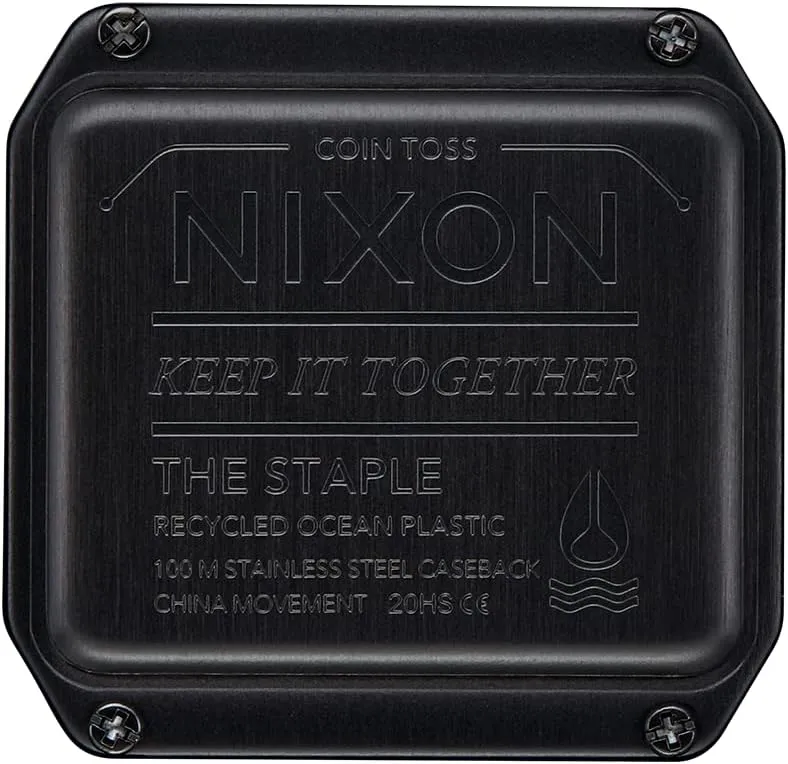 Resistant Men's Digital concave utilize finish simulate Sport Watch (38mm Face, 22mm PU/Rubber/Silicone Band) - Made with #Tide Recycled Ocean Plastics NIXON Staple A1309-100m Water 
