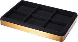 Ring Watch suffragist Holder for Home Shop Jewelry Display Tray 6-Grid Metal Microfiber Bracelet 