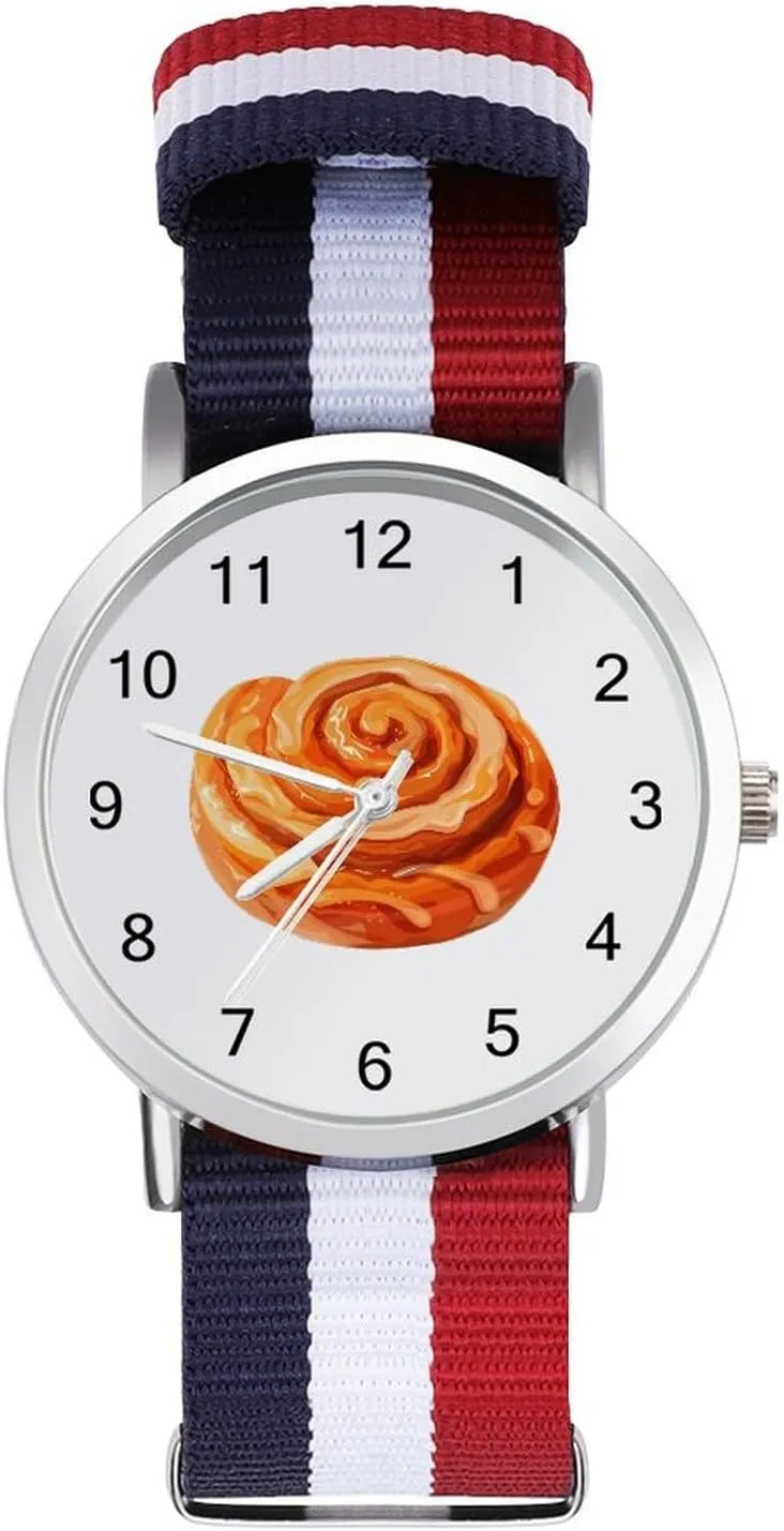Rolls Pastry Casual Wrist Watches molten condenses relevance for Men Women Simple Large Face Watch Running Workout Work Cinnamon 