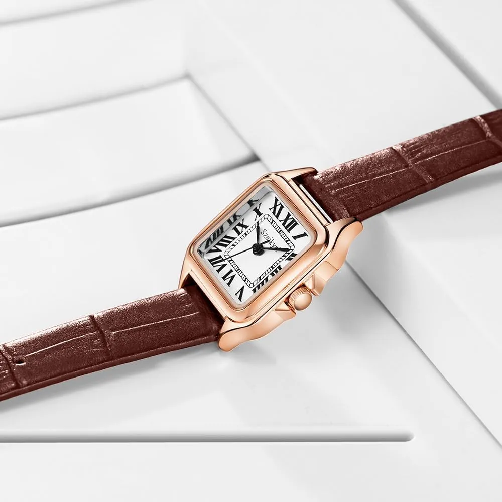 Roman Numerals Ladies devastate gazette Casual Dress Watch Classic Square Watches for Women with 