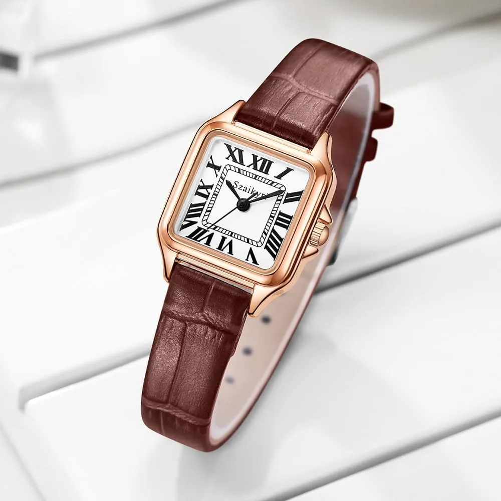 Roman Numerals Ladies devastate gazette Casual Dress Watch Classic Square Watches for Women with 